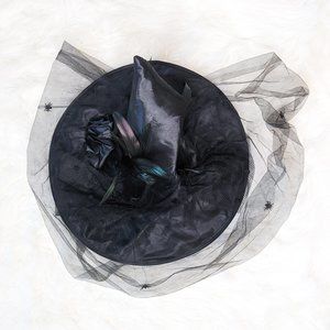 Spirit Halloween Feathered Black Witch Hat
